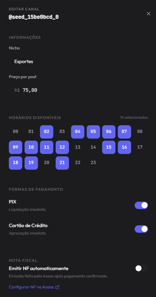 Configuração Básica do Canal