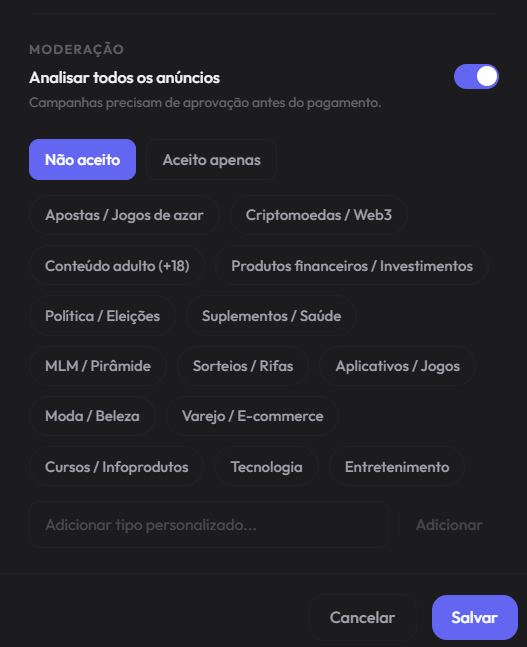 Moderação por Canal de Transmissão